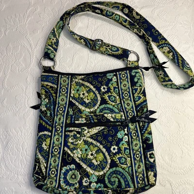 Vera Bradley Crossbody Retired Pattern Rhythm &Blues Adj Strap Zipper Blue Green - Image 1 of 4