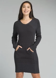 Prana Sweater Long Sleeve Avalone Dress Organic Cotton Pockets Charcoal Gray M - Picture 1 of 9