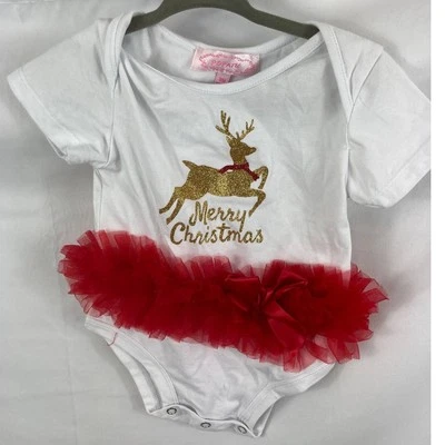 Nuevo sin etiquetas Popatu Feliz Navidad Tul Una Pieza 18M Foto 1 de 2