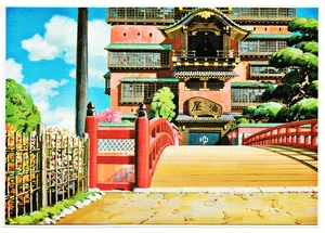 Spirited Away POSTCARD 2001 Rare "BRIDGE TO ABURAYA" Artist Oga Kazuo Framed - Imagen 1 de 8