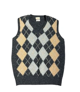 Chaleco de Lana Retro Arglye Gris Amarillo 44 Gris Para Hombre Strickley's by Alan Paine Usado en Excelente Condición - Imagen 1 de 3