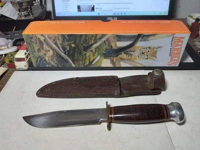 Cuchillo de caza MARBLE'S USA vintage hoja de 5 pulgadas IDEAL, funda original Foto 1 de 4