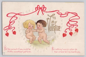 Embossed Valentine Postcard with Cupids, G.A. Co. 661, Unmailed - Picture 1 of 3
