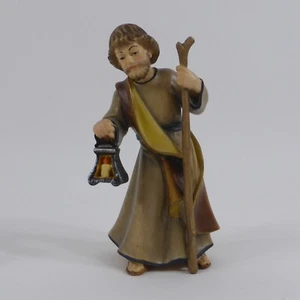 Figura de pesebre tallada en madera Hl. Josef pintado con linterna para 14 cm tamaño - Imagen 1 de 7