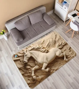 3D Stein Pferd Q071 Spiel Rutschfest Matte Elegant Foto Teppich Panda - Bild 1 von 5