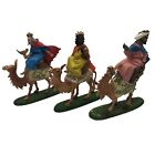 Three Wise Men Kings on Camels Nativity Italy Celluloid? Fontanini?