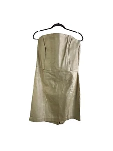 Vintage Y2K Womens 2XL Genuine Leather Strapless Mini Dress Hip Hop Grunge - Picture 1 of 8