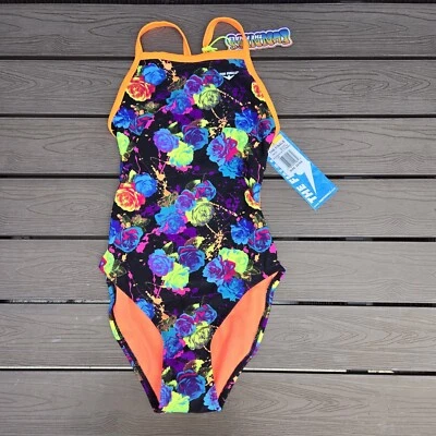 TYR The Finals Rosebud  Non Foil Floral/black Youth Girl Swim Size 26 New - Image 1 of 3