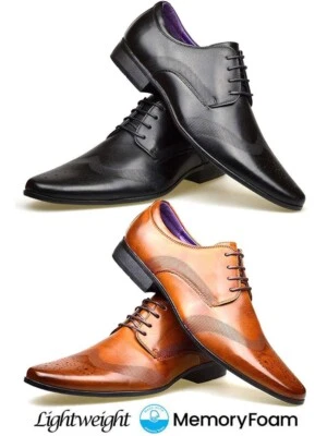 MENS FAUX LEATHER SHOES NEW ITALIAN SMART FORMAL WEDDING OFFICE PARTY SHOES SIZE - Image 1 of 4