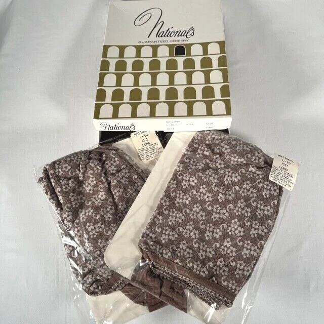 2 pares de pantimedias vintage NATIONAL’S HOSE/con bragas con flores - nuevas en caja talla L Foto 1 de 4
