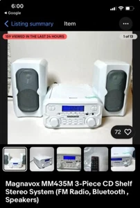 Magnavox MM435M 3-Piece CD Shelf Stereo System (FM Radio, Bluetooth , Speakers) - Picture 1 of 3