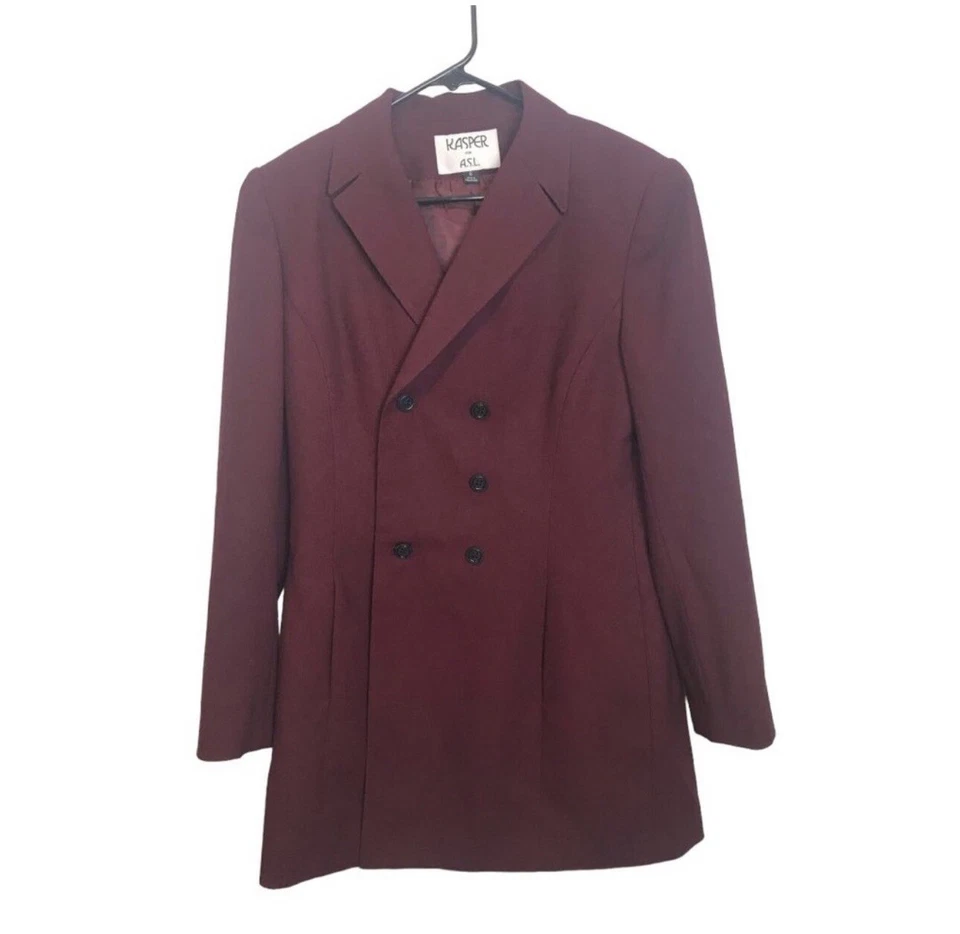 Abrigo de vestir Kasper para ASL talla 6 chaqueta de doble botonadura Foto 1 de 4