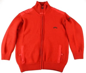 Chaqueta Suéter Paul & Shark Rojo Liso 100% Lana Peso Pesado con Cremallera Completa L - Imagen 1 de 8