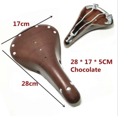 Sillín retro para bicicleta de ciclismo sillín de bicicleta de colección cuero de vaca asiento custotion Foto 1 de 4