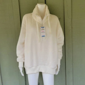 Felpa Mezza Zip Nuova con etichette Member's Mark Cozy Sherpa Avorio Fuzzy Large L - Foto 1 di 4