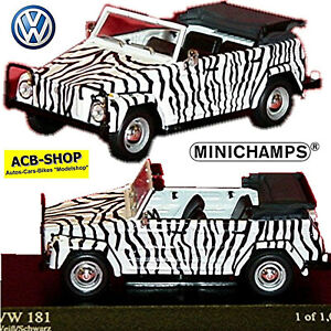 VW Volkswagen 181 Cubo Safari Cebra Rayas Negro Blanco 1969 1:43 Minichamps