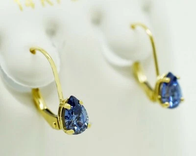 PENDIENTES TANZANITA 1,26 Cts Oro 14k PALANCA TRASERA - NUEVOS CON ETIQUETA - Hechos en EE. UU. Foto 1 de 3