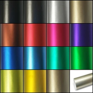 Satin Chrome Matt Vinyl Wrap - 15 COLOURS - BUBBLE FREE Car/Vehicle Film Sticker - Picture 1 of 69