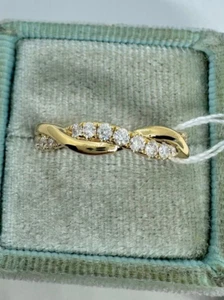 1Ct Round Lab-Created Diamond Infinity Twist Ring 14K Yellow Gold Plated Silver - Picture 1 of 9