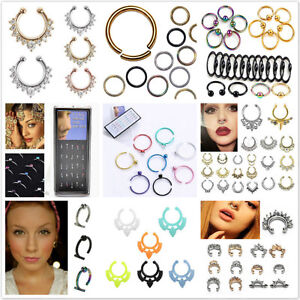 Fake Unisex Septum Clicker Nose Ring Non Piercing Hanger Clip On Jewelry 1X S~go