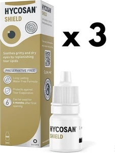 3 x HYCOSAN SHIELD Preservative Free Eye Drops 3ml - RRP £60 by Scope - Picture 1 of 10