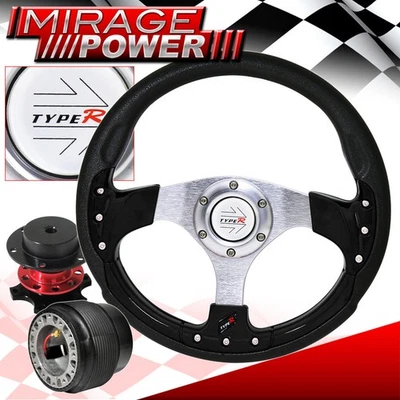 Red Quick Release For 88-91 Crx + Type-R Black Fusion Style Steering Wheel Foto 1 de 4