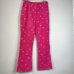 Lilly Pulitzer Girls Velvet Embroidered Pink Pants White Label Sz 14 - Picture 1 of 8