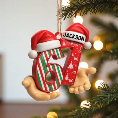 Personalizado 67 Cumpleaños Navidad Adorno Papá Noel Sombrero Regalo Acrílico Foto 1 de 4