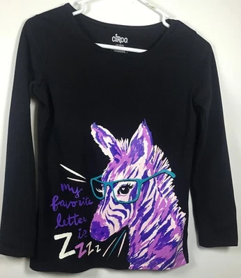 Camiseta Cebra Negra Manga Larga Grande Circo Niñas Foto 1 de 4