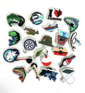 (21pcs) Fish Fishing Fisherman Outdoor Shoe Croc Charms Jibbitz - Picture 1 of 2