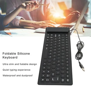 Waterproof Silicone Keyboard Foldable Flexible USB Dustproof DirtProof Full Size - Picture 1 of 17