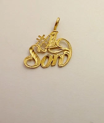 Colgante vintage de oro amarillo de 14 quilates #1 con dije de hijo Foto 1 de 4