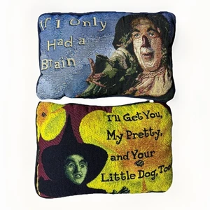 Wizard of Oz If I Only Had A Brain Pillow Small Vintage I’ll Get You My Pretty - Picture 1 of 6