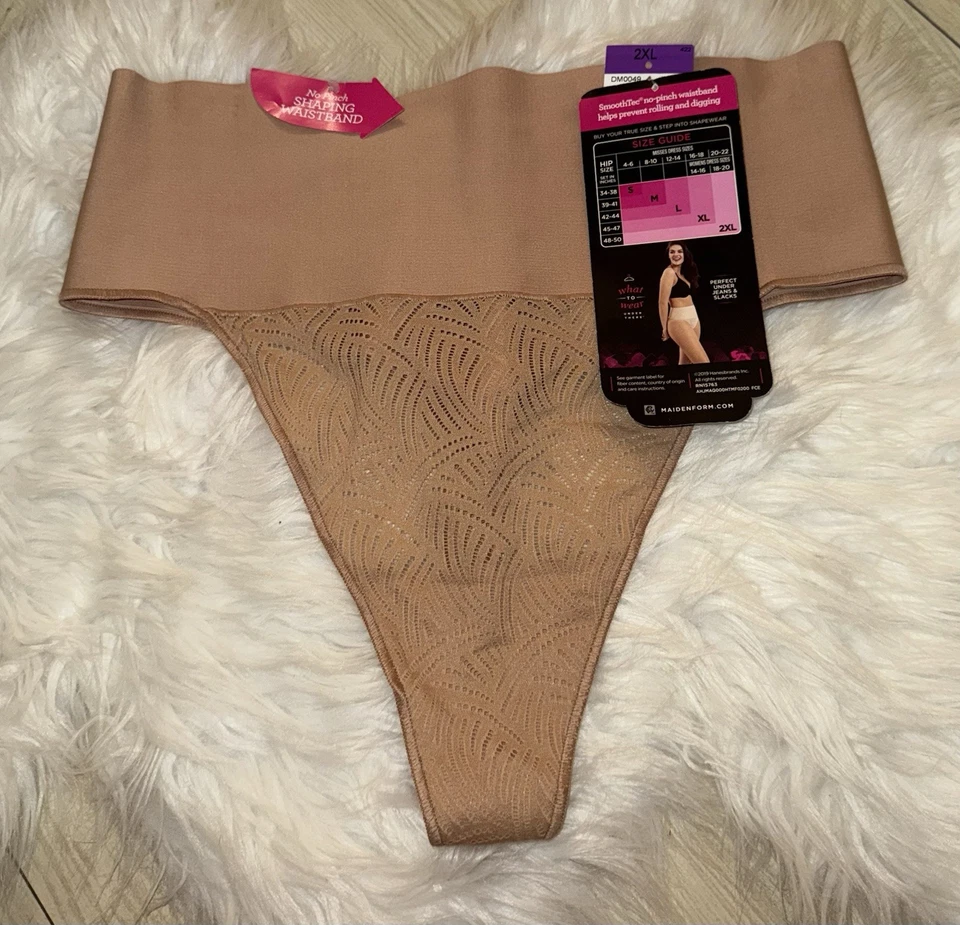 Women's Tame Your Tummy Shaping Lace Thong With Pink Size Xx-large Sjyv