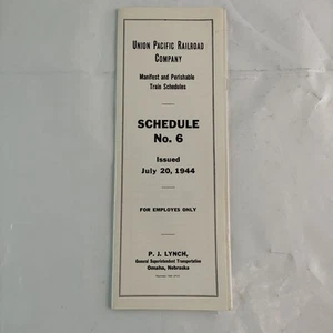 JULY 1944 UNION PACIFIC MANIFEST AND PERISHABLE TRAIN SCHEDULE #6 REPRINTED 1989 - Picture 1 of 6