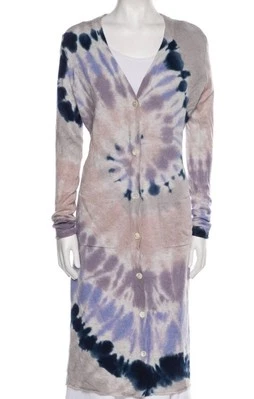 Maxi Cárdigan Otoño Cachemira 100% Cachemira Tie Dye Multicolor Para Mujer M Foto 1 de 4