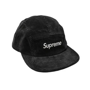 NWT Supreme Black Faded Corduroy Box Logo Camp Cap Hat SS25 Men's DS AUTHENTIC - Picture 1 of 7