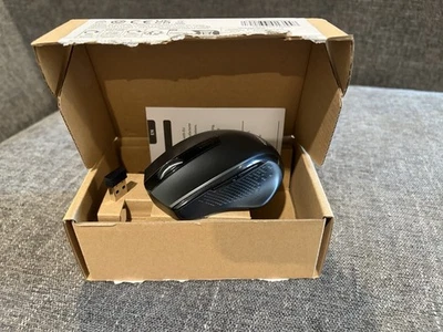 Mouse sem fio ergonômico Amazon Basics 2.4GHz DPI óptico ajustável preto - Imagem 1 de 4