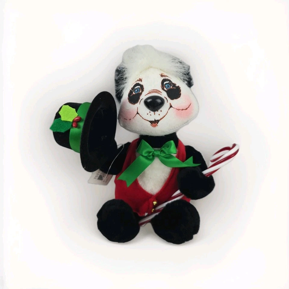 Annalee Dolls 9” Christmas "Panda Bear" Top Hat & Candy Cane 2009 751109