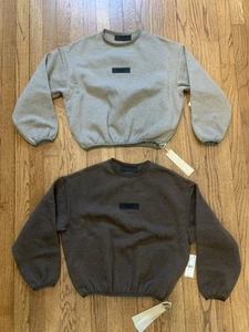 Crewneck Essentials Logo Fear of God Heather Brown Sweatshirt lot of 2 sz 8 BNWT - Picture 1 of 9