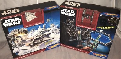 2 STAR WARS Hot Wheels Battle Toy Playsets Die Cast Tie Fighter & Snowspeeder - Image 1 of 4