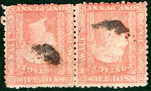 Australia States NSW QV SG191var 1d Pale Red (1864) *WMK INVERTED* Pair EBLUE105 - Picture 1 of 6