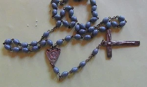  CHAPELET PERLES bleu communion#ROSARY PEARL - Picture 1 of 5