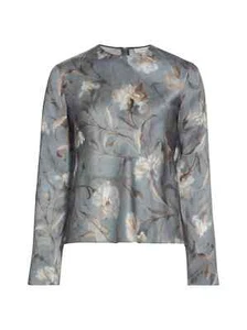 NEW, Vince Night Carnation Long-Sleeve Silk Top Size L #EP184 - Picture 1 of 11