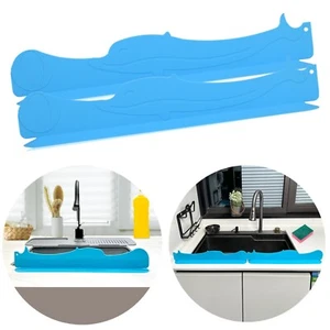 Silicone Kitchen Sink Water Splash Protectors 17.25" Long 2" Wide Double Sink - Picture 1 of 39