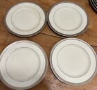 4 MIKASA WHITE PALATIAL PLATINUM SILVER EDGE Dessert Salad Lunch 8 1/4 Plates