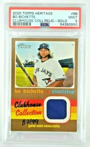 Bo Bichette 2020 Topps Heritage Clubhouse Collection Reliquia Oro/99 Como Nuevo PSA 9 - Imagen 1 de 3