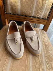 LORO PIANA MADE IN ITALY H 18068 GAMUZA CUERO VERANO MOCASINES MUJER UE 37 - Imagen 1 de 13