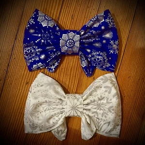 Girls Snowflake Silver Sparkle Hair Bow, Multiple Designs To Choose - Picture 1 of 12