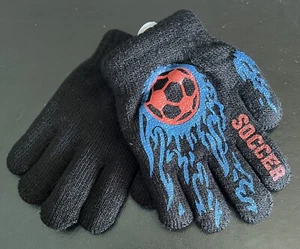 Kids Mittens - Sticky Fingers - Soccer Theme - Black 2-5yrs - Picture 1 of 6